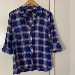 Talbots blue plaid cotton shirt